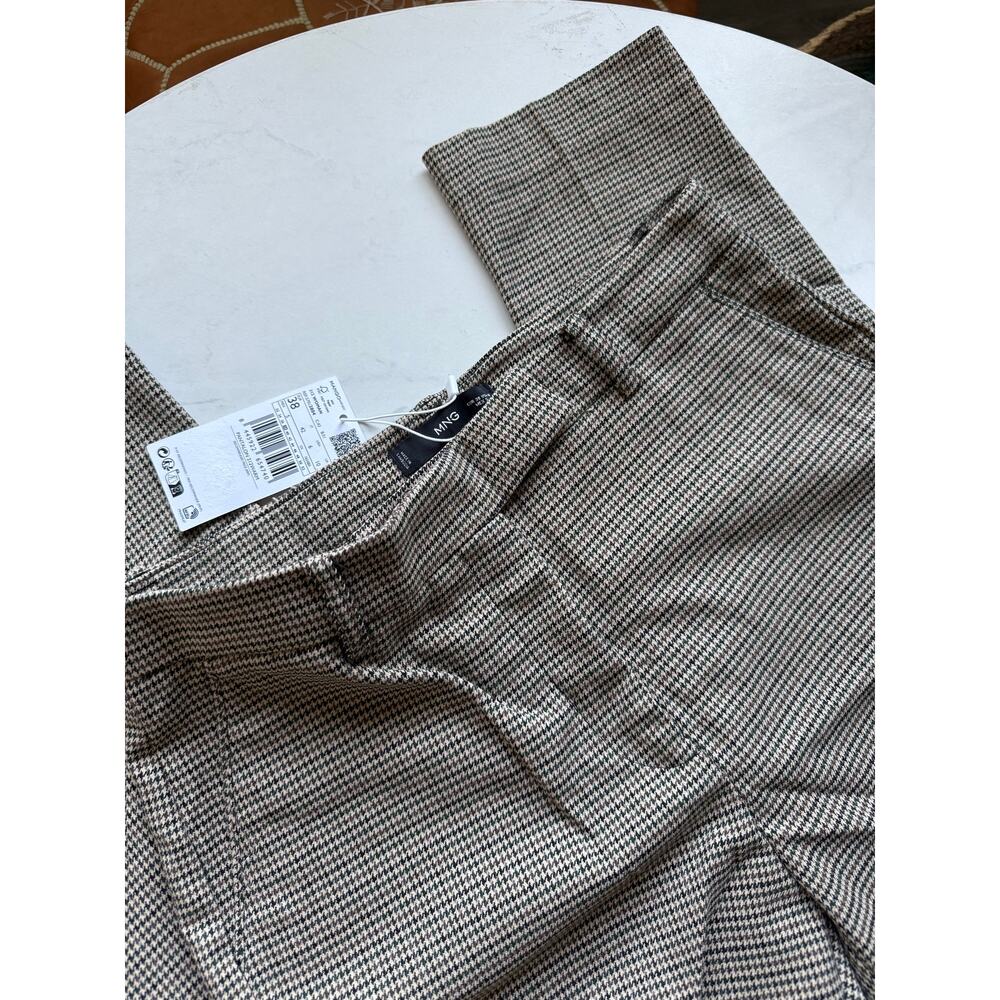 NWT Mango Brown Micro Check Skinny Crop Pants Womens 6 Career Stretch - Picture 7 of 10